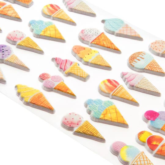 12 Pack: Ice Cream Cones Puffy Stickers by Recollections™